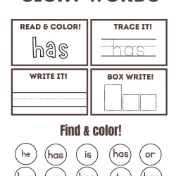 Read Trace Color Sight Words Grade 2 Worksheet