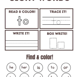 Read Trace Color Sight Words Grade 3 Free Printable Worksheet