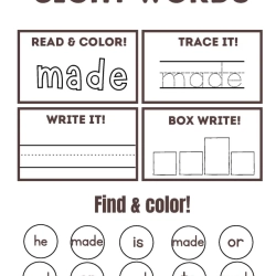 Read Trace Color Sight Words Grade 3 Free Worksheet