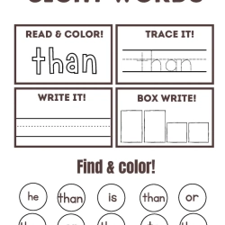 Read Trace Color Sight Words Grade 3 Printable Worksheet