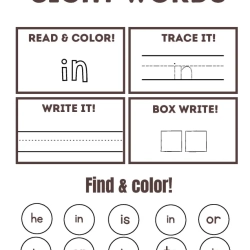 Read Trace Color Sight Words Grade 4 Free Printable Worksheet