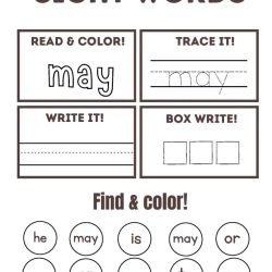 Read Trace Color Sight Words Grade 4 Free Worksheet