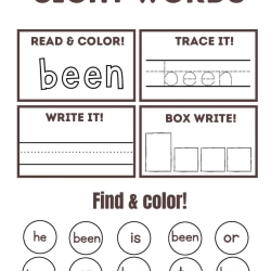 Read Trace Color Sight Words Grade 4 Printable Worksheet