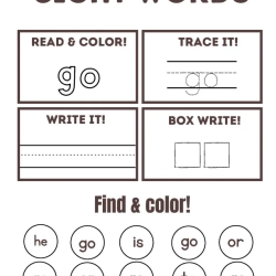 Read Trace Color Sight Words Grade 4 Worksheet