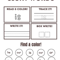Read Trace Color Sight Words Grade 5 Free Printable Worksheet