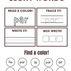Read Trace Color Sight Words Grade 5 Free Worksheet