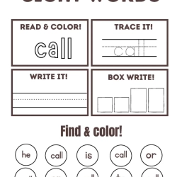 Read Trace Color Sight Words Grade 5 Printable Worksheet