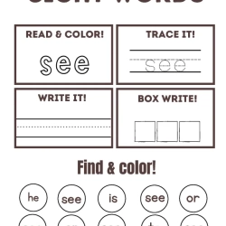 Read Trace Color Sight Words Grade 5 Worksheet