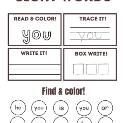 Read Trace Color Sight Words Grade 6 Free Printable Worksheet