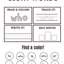 Read Trace Color Sight Words Grade 6 Printable Worksheet