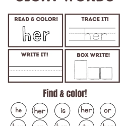 Read Trace Color Sight Words Kids Worksheet