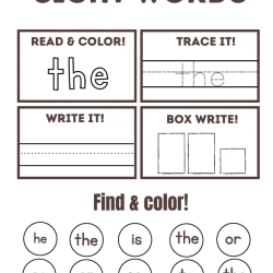 Read Trace Color Sight Words Pdf Download Worksheet