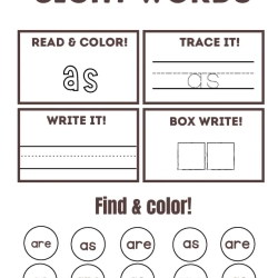 Read Trace Color Sight Words Pdf Free Worksheet