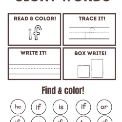 Read Trace Color Sight Words Preschool Worksheet