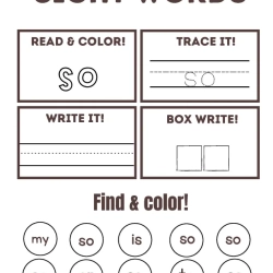 Read Trace Color Sight Words Printable Download Worksheet