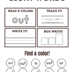 Read Trace Color Sight Words Printable Free Worksheet