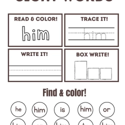 Read Trace Color Sight Words Toddlers Worksheet