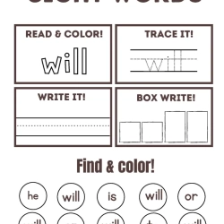 Read Trace Color Sight Words Worksheet Free