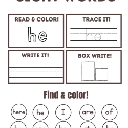 Read Trace Color Sight Words Worksheet