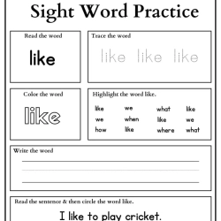 Sight Words Practice Read And Trace For Free Worksheet