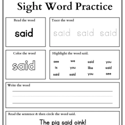 Sight Words Practice Read And Trace For Kindergarten Worksheet