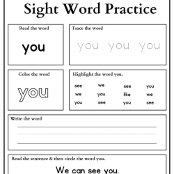 Sight Words Practice Read And Trace Pdf Free Worksheet