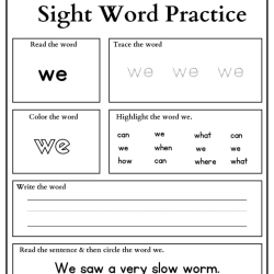Sight Words Practice Read And Trace Printable Worksheet