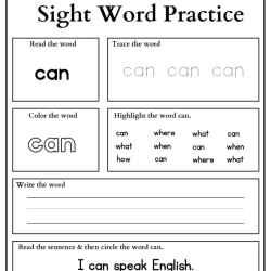 Sight Words Practice Read And Trace Worksheet
