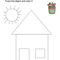 Trace And Color The Object For Kids Worksheet