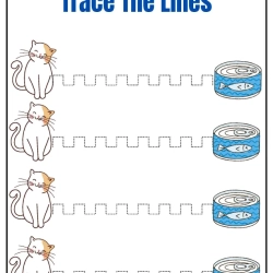 Trace The Lines Fun Cat For Free Worksheet