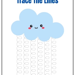 Trace The Lines Fun Cloud For Kindergarten Worksheet