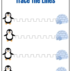 Trace The Lines Fun Penguin For Free Worksheet
