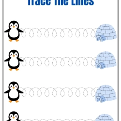 Trace The Lines Fun Penguin For Kindergarten Worksheet