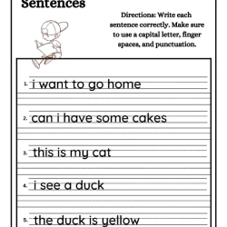 Correct Sentence Worksheet For 1st Grade