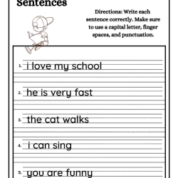 Correct Sentence Worksheet For Kids