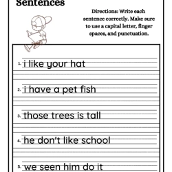 Correct Sentence Worksheet Printables