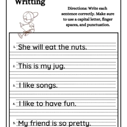 Writing Sentence Worksheet For 1st Grade