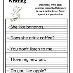 Writing Sentence Worksheet For Kids