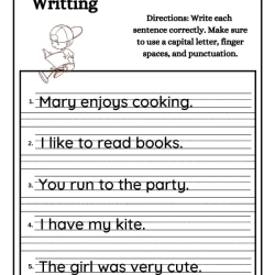 Writing Sentence Worksheet For Kindergarten