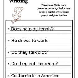 Writing Sentence Worksheet To Prints