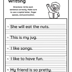 Writing The Sentence For 1st Grade Worksheet