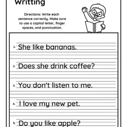 Writing The Sentence For Kids Worksheet