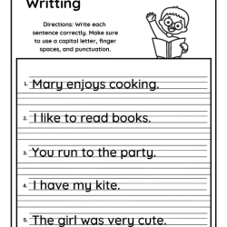 Writing The Sentence For Kindergarten Worksheet