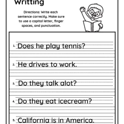 Writing The Sentence To Print Worksheet